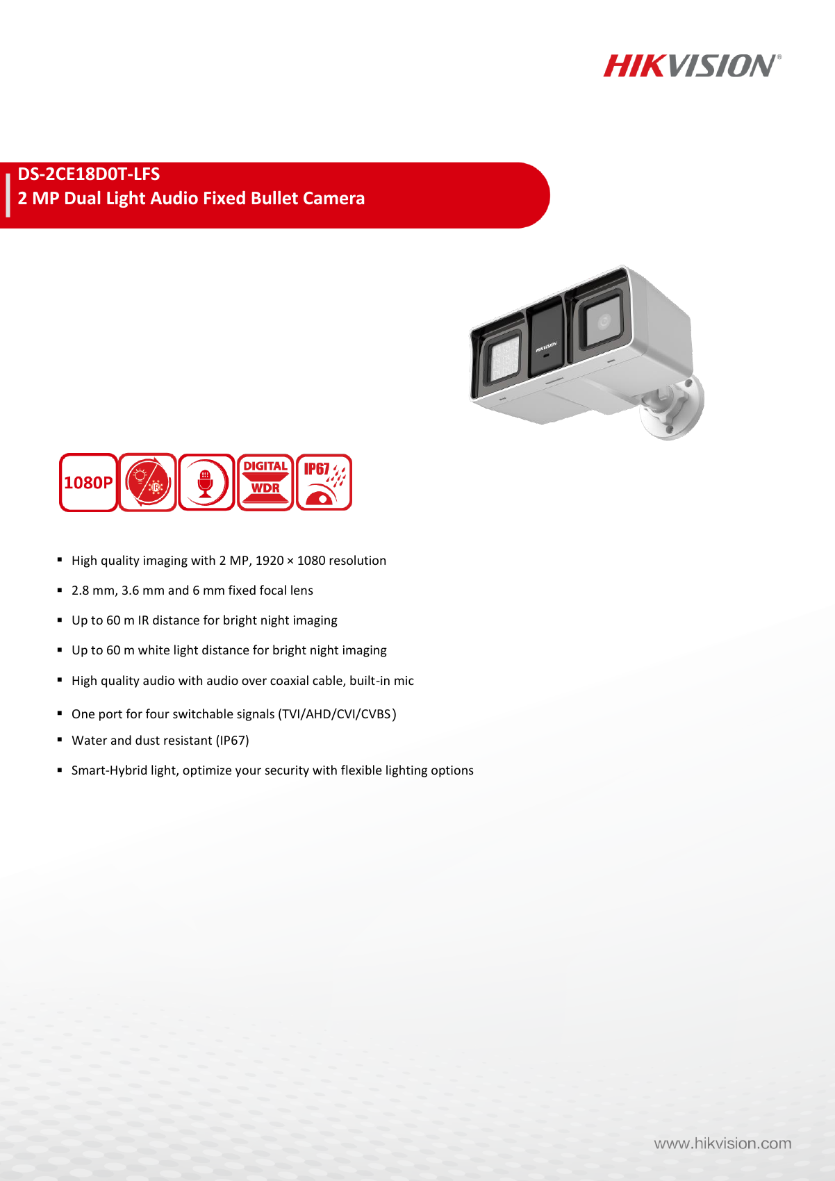 HIKVISION DS-2CE18D0T-LFS Data Sheet page 1