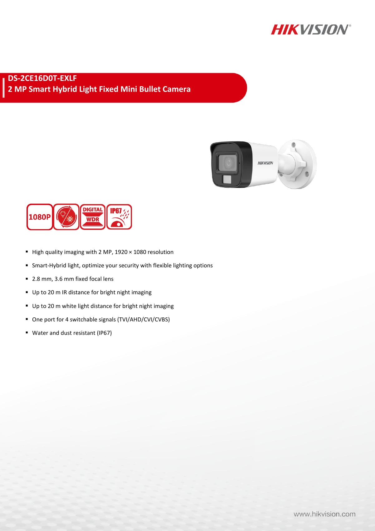 DS-2CE16D0T-EXLF Data Sheet page 1