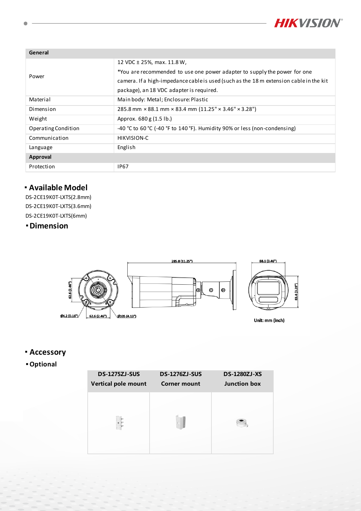 DS-2CE19K0T-LXTS specification page 3