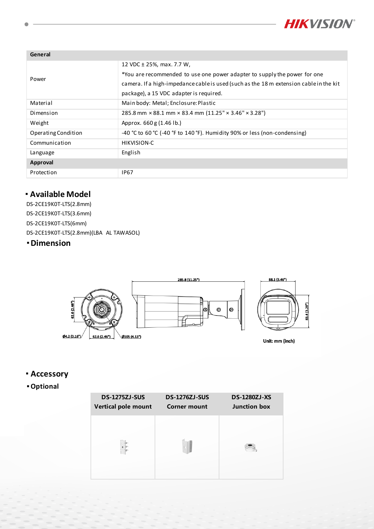 DS-2CE19K0T-LTS specification page 3