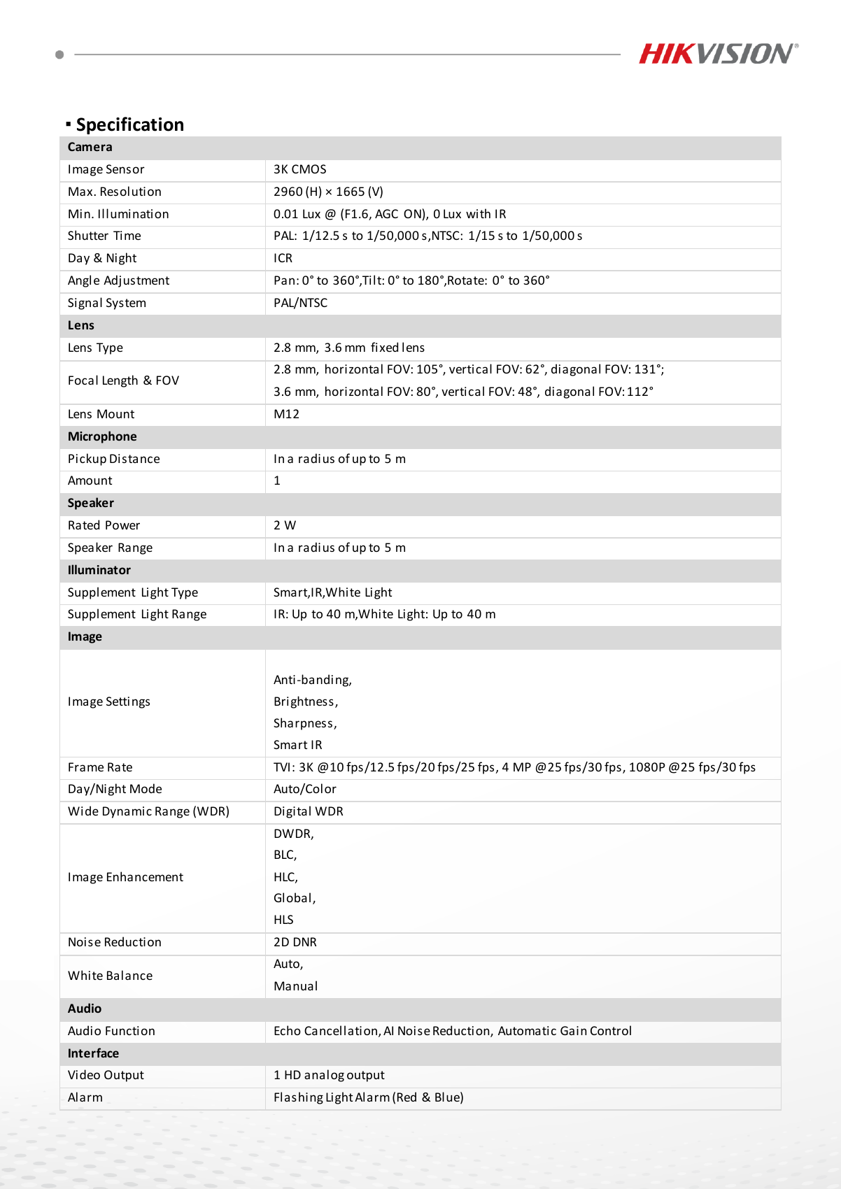 DS-2CE17K0T-LXTS specification page 2