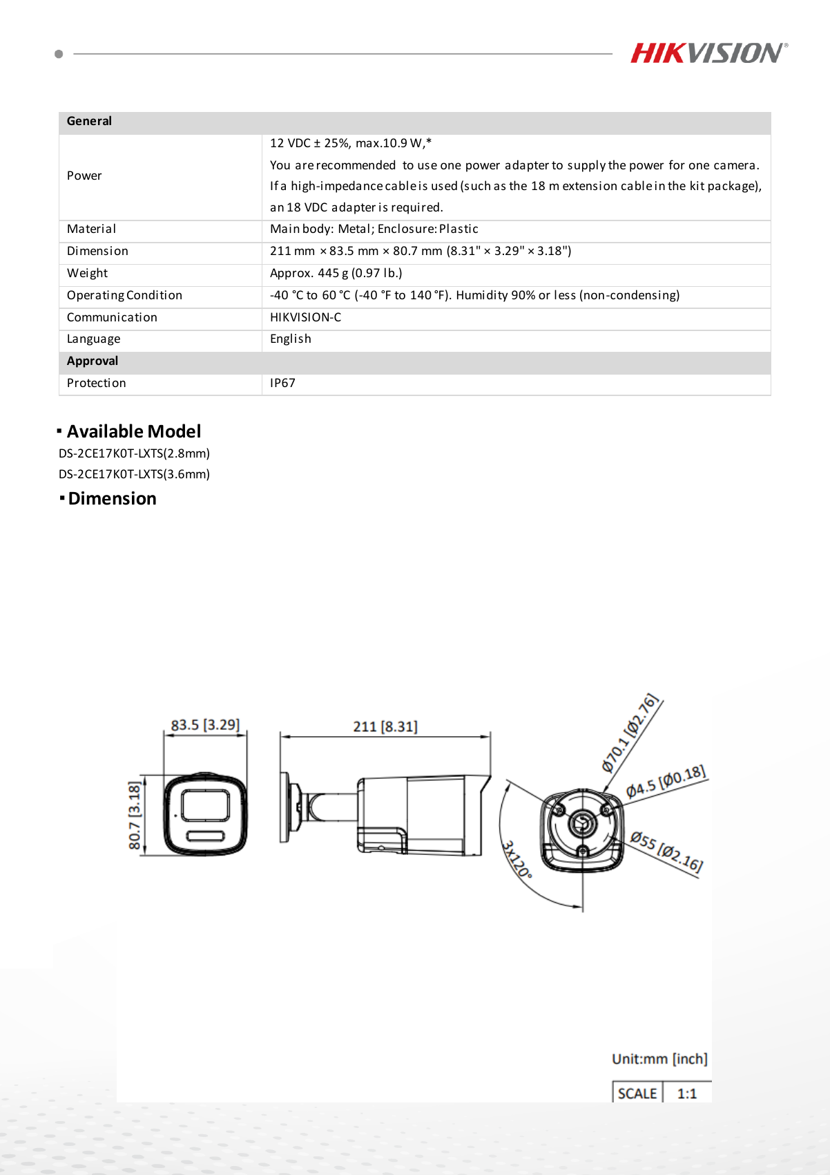 DS-2CE17K0T-LXTS specification page 3