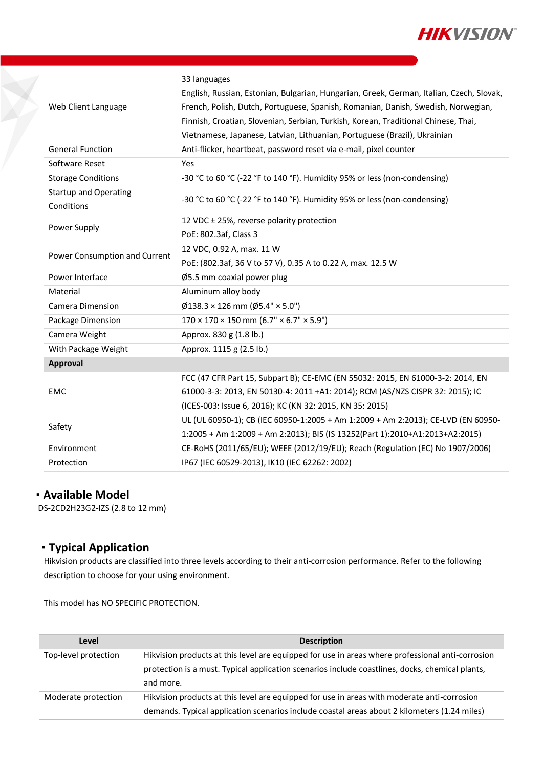 DS-2CD2H23G2-IZS Data Sheet หน้า 4