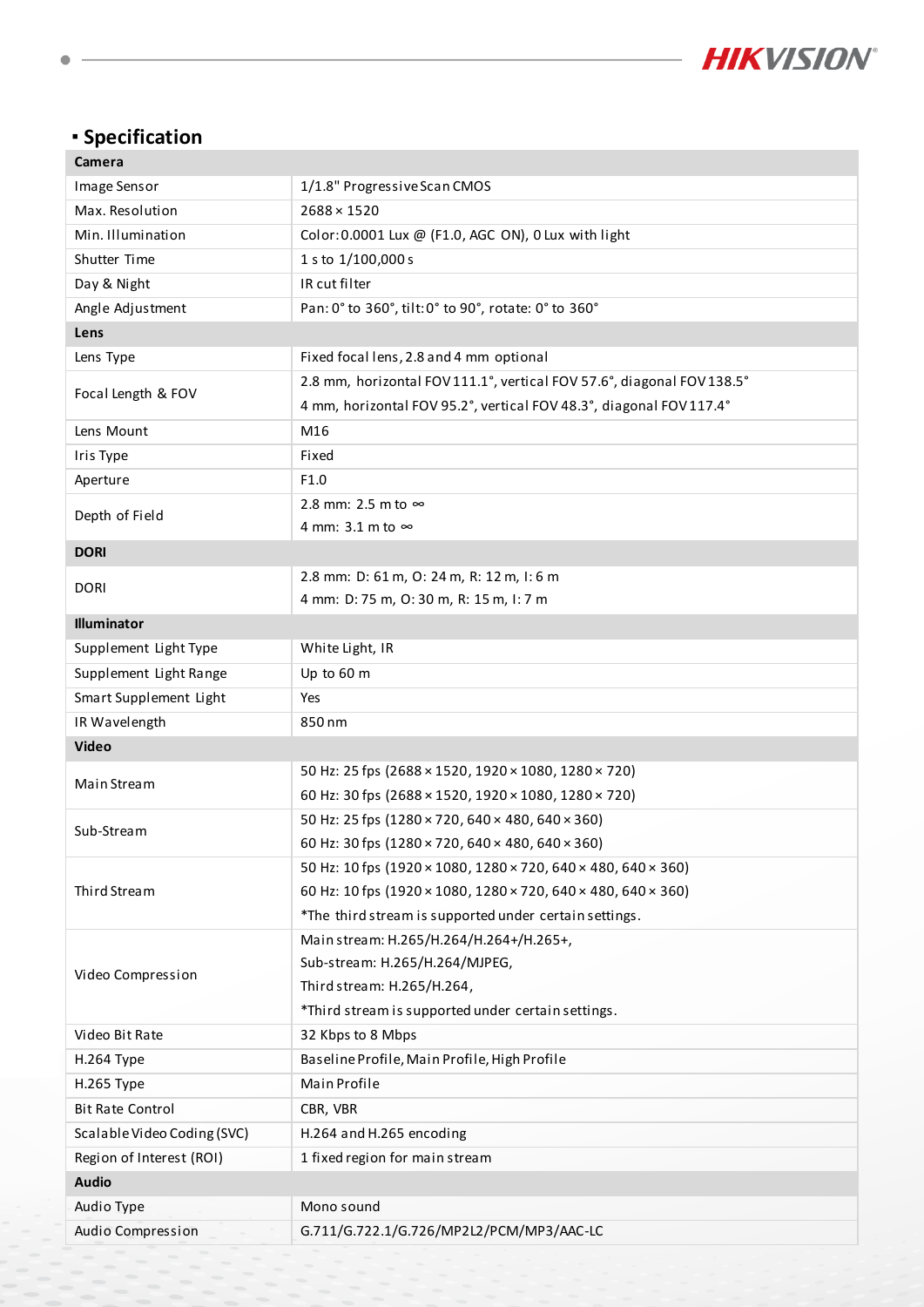 HIKVISION DS-2CD2T47G3-LIS2UY/S(L)(RB) สเปกหน้า 2