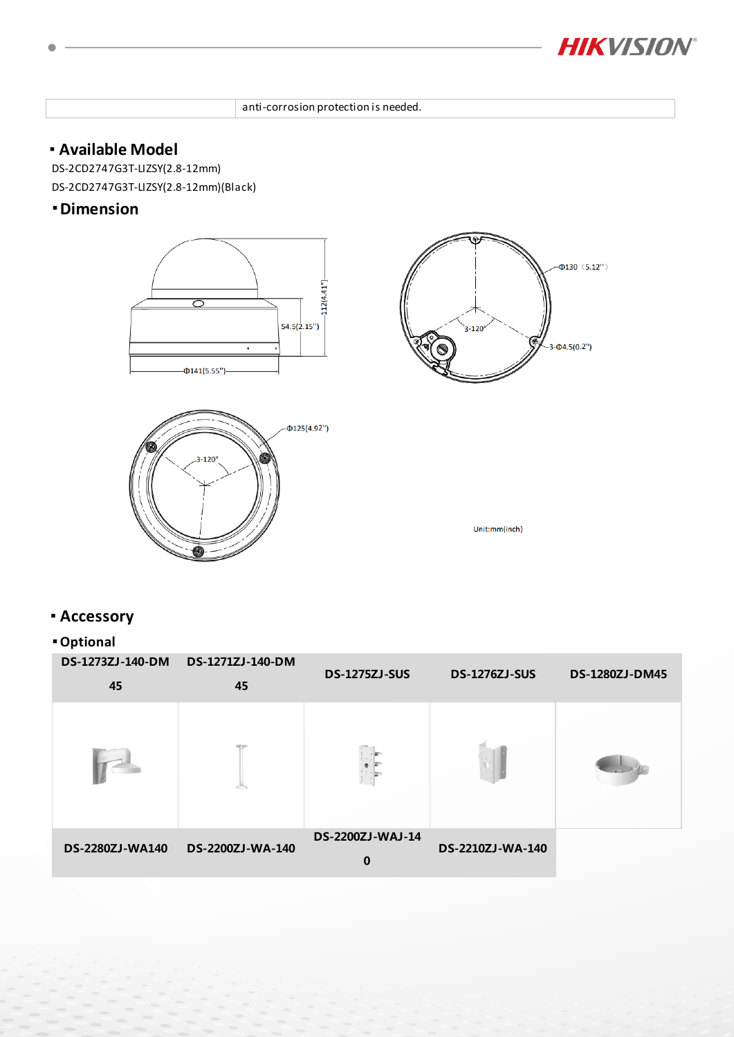 DS-2CD2747G3T-LIZSY Data Sheet หน้า 5