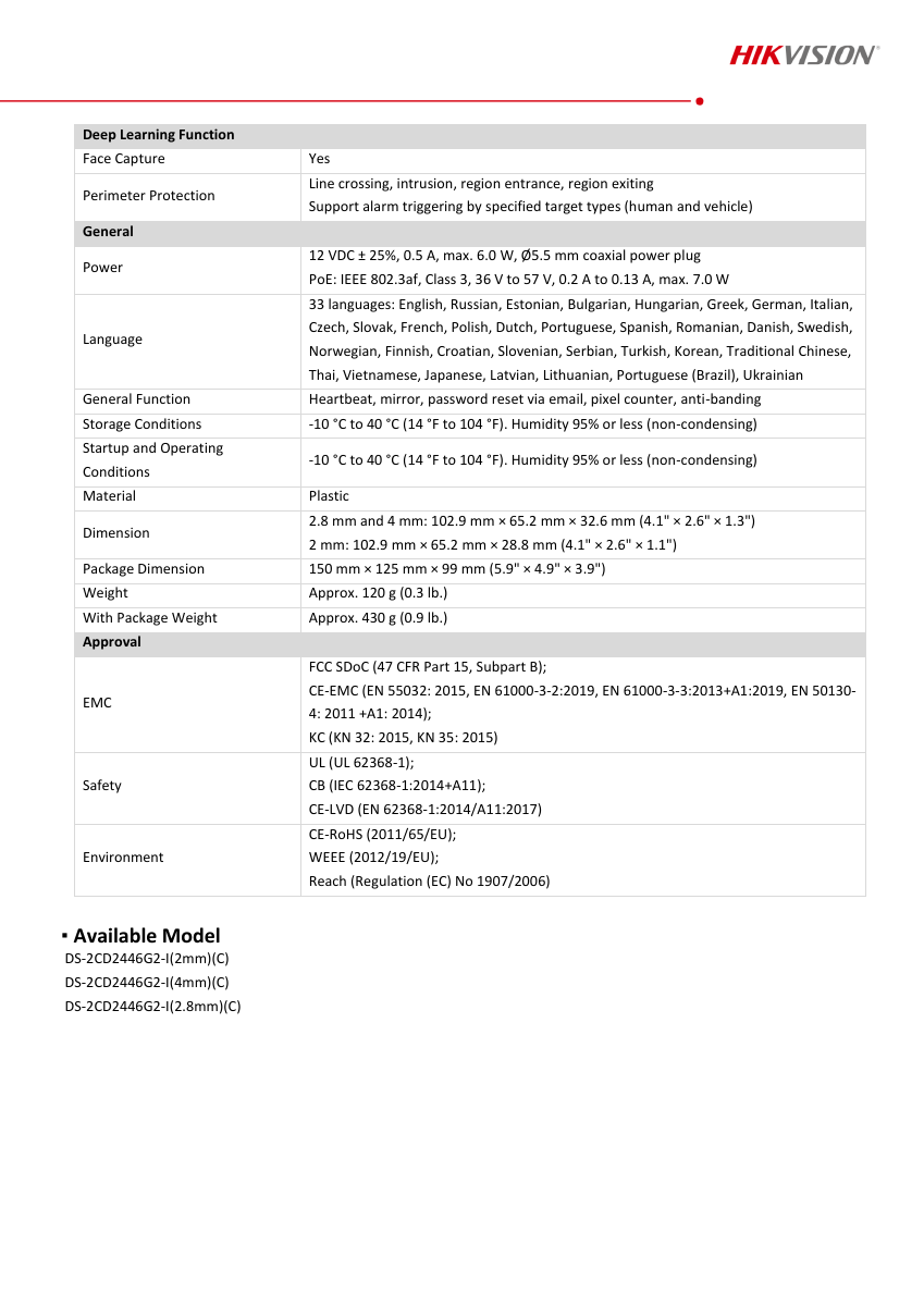 DS-2CD2446G2-I Data Sheet หน้า 4