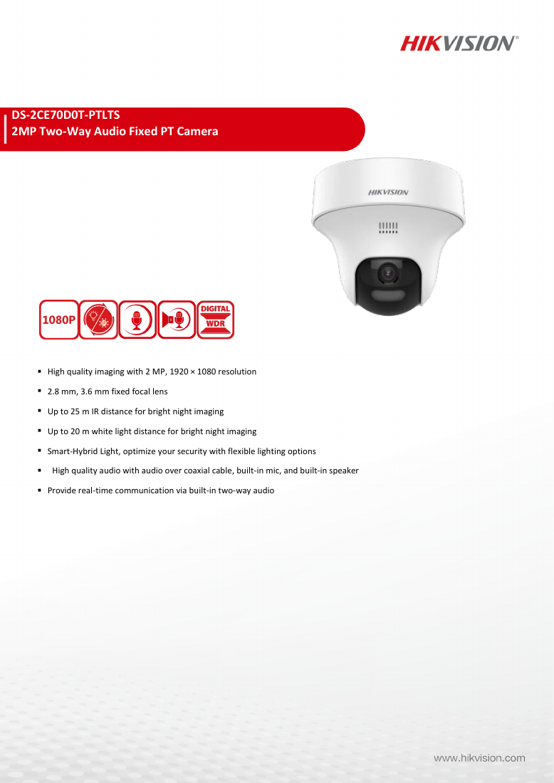 DS-2CE70D0T-PTLTS Data Sheet หน้า 1