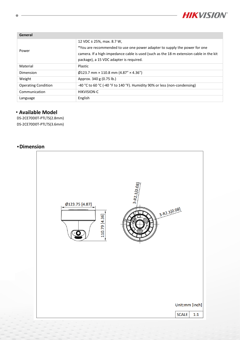 DS-2CE70D0T-PTLTS Data Sheet หน้า 3