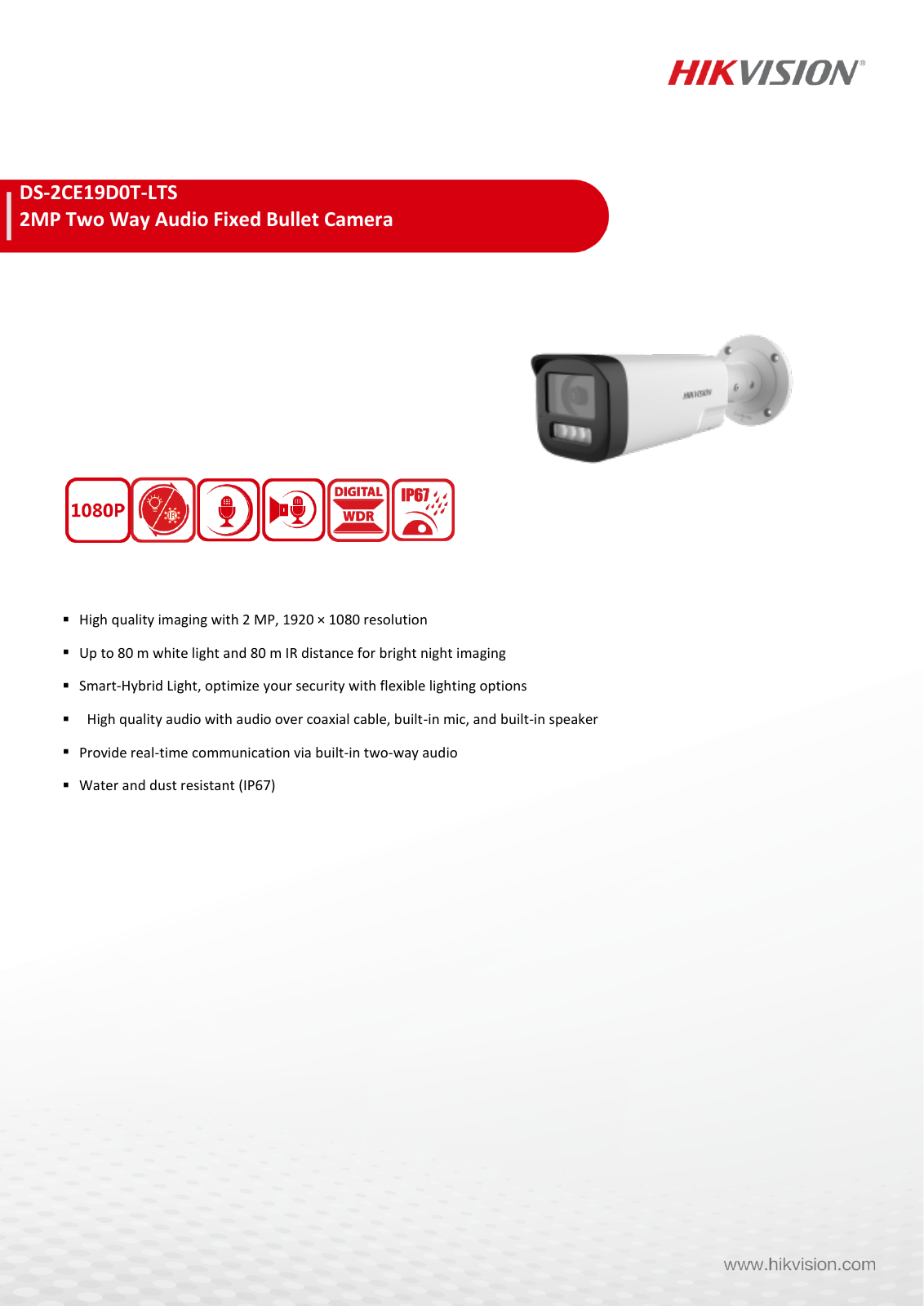 DS-2CE19D0T-LTS Data Sheet หน้า 1