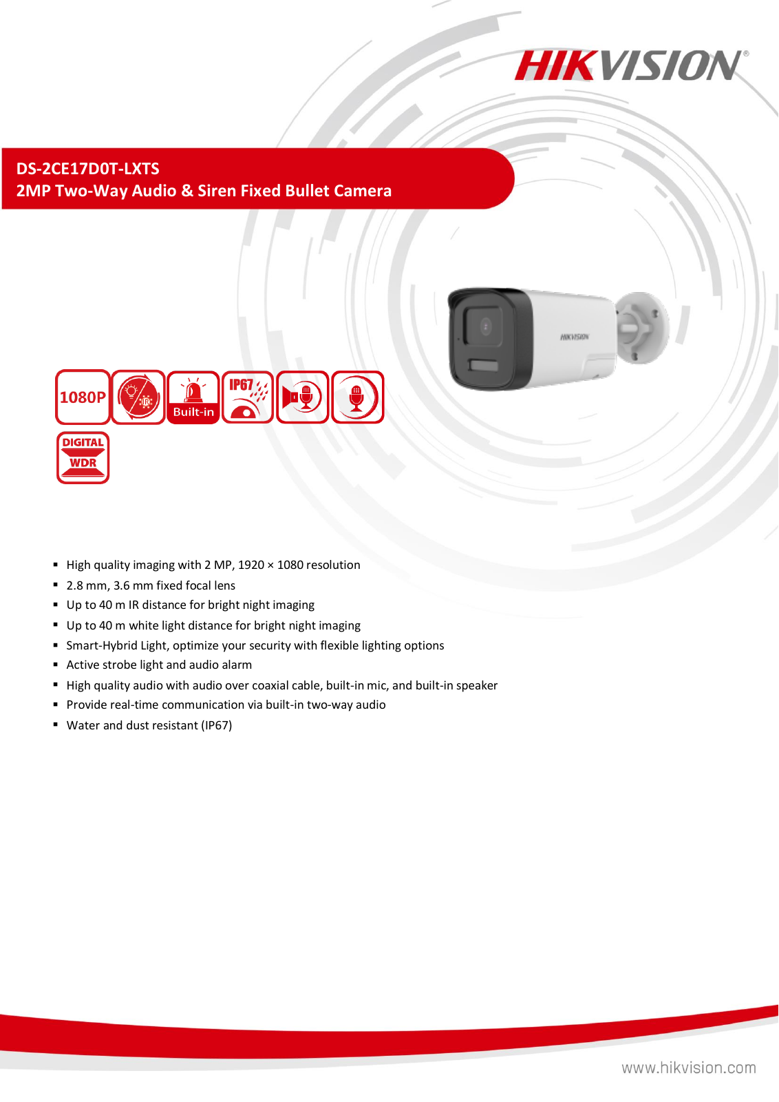 DS-2CE17D0T-LXTS Data Sheet หน้า 1