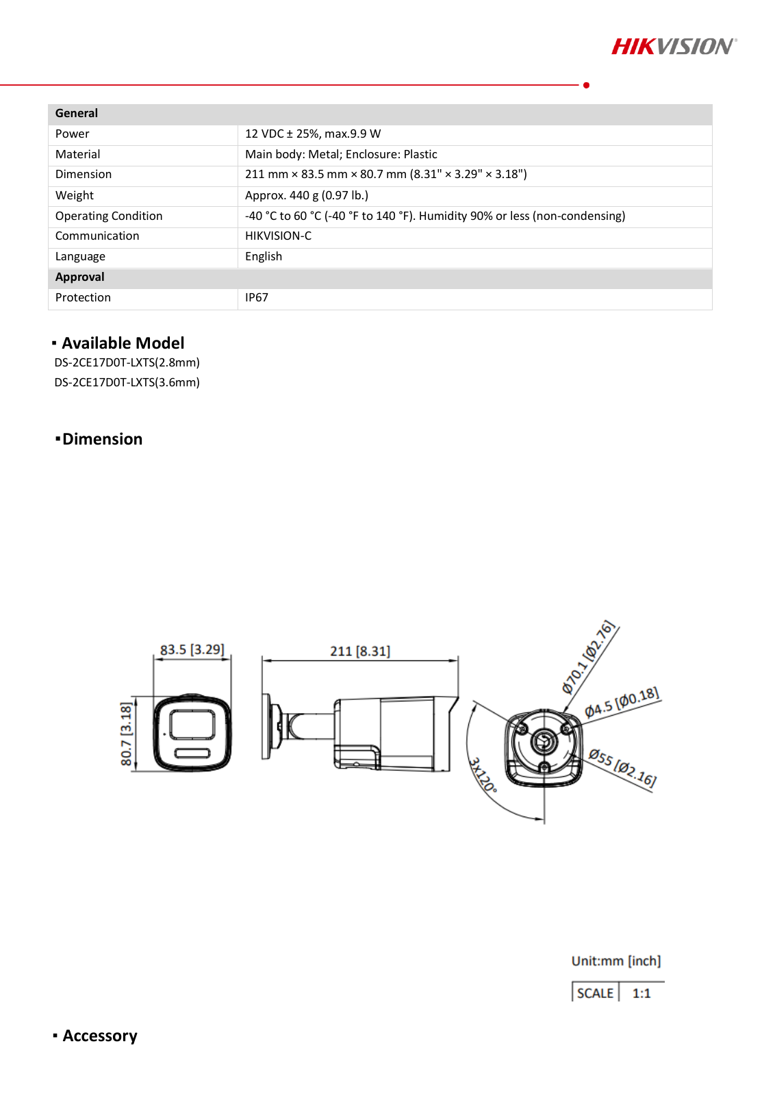 DS-2CE17D0T-LXTS Data Sheet หน้า 3