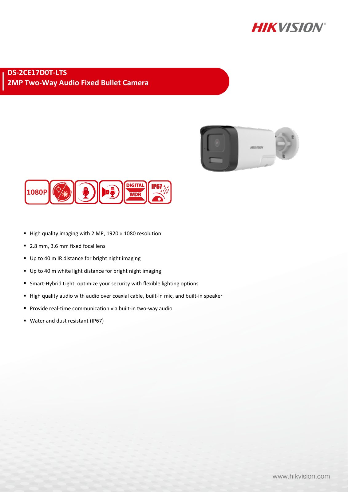 DS-2CE17D0T-LTS Data Sheet หน้า 1