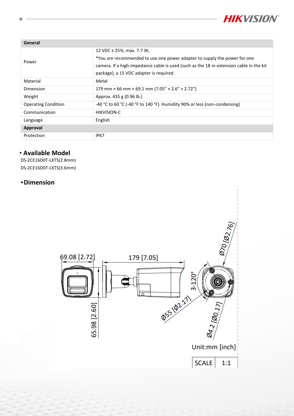 DS-2CE16D0T-LXTS Data Sheet หน้า 3