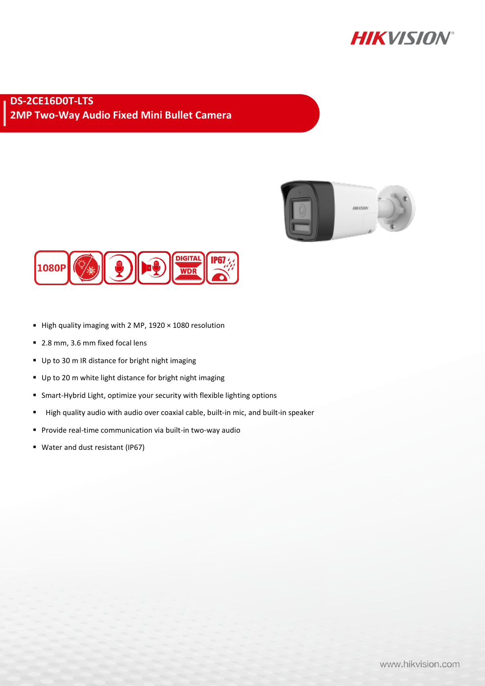 DS-2CE16D0T-LTS Data Sheet หน้า 1