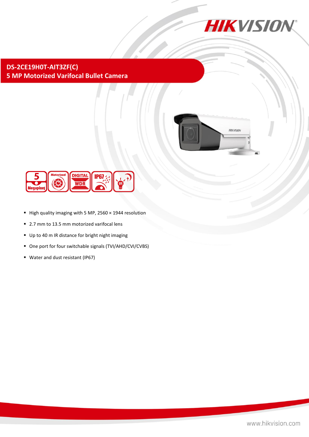 DS-2CE19H0T-AIT3ZF(C) specification page 1