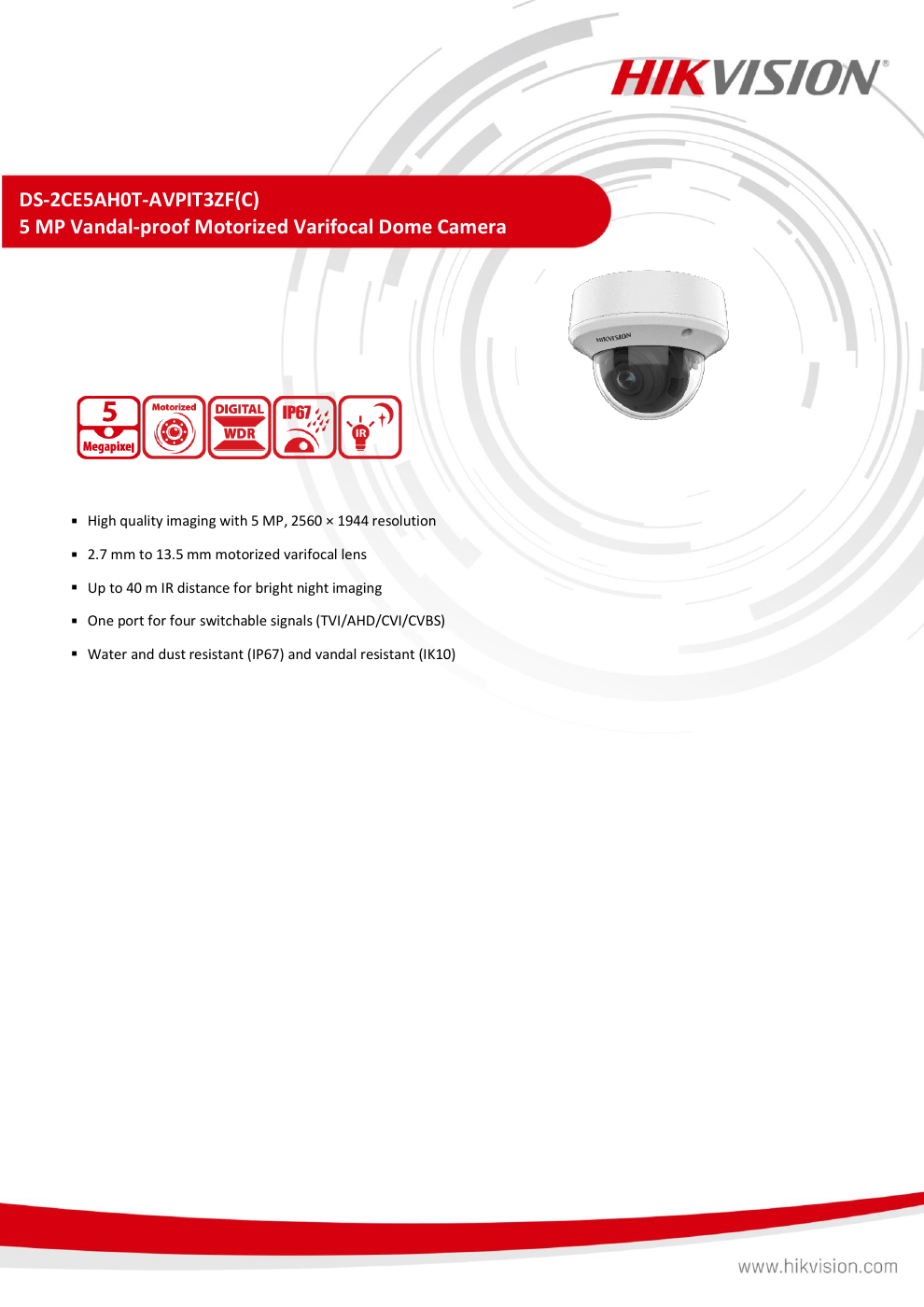 DS-2CE5AH0T-AVPIT3ZF(C) specification page 1