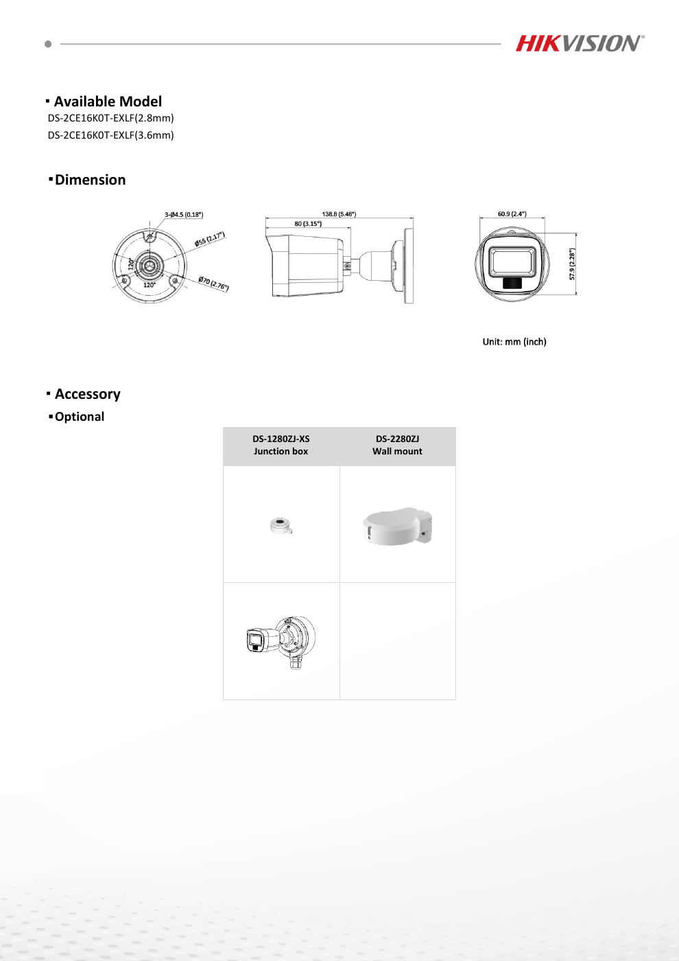 DS-2CE16K0T-EXLF specification page 3