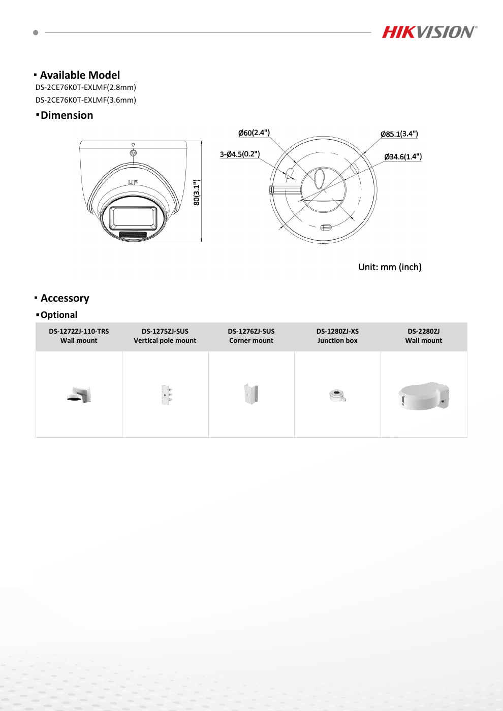 DS-2CE76K0T-EXLMF specification page 3
