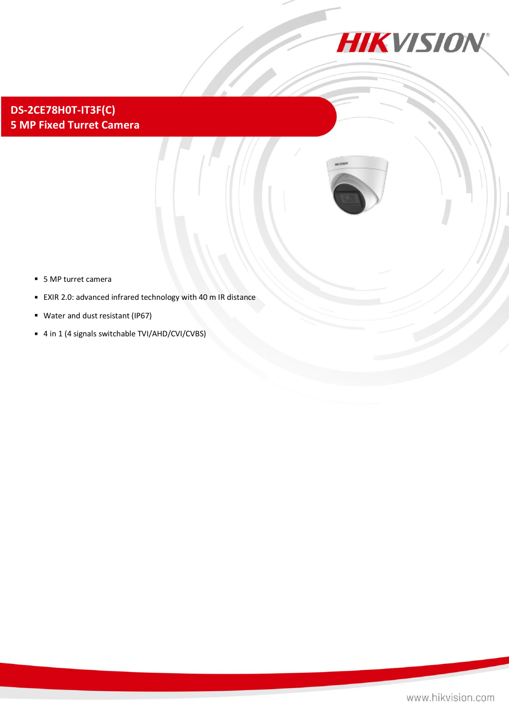 DS-2CE78H0T-IT3F(C) Data Sheet page 1