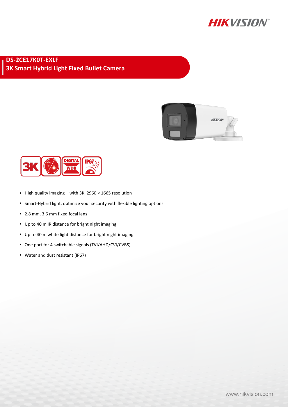 DS-2CE17K0T-EXLF Data Sheet หน้า 1
