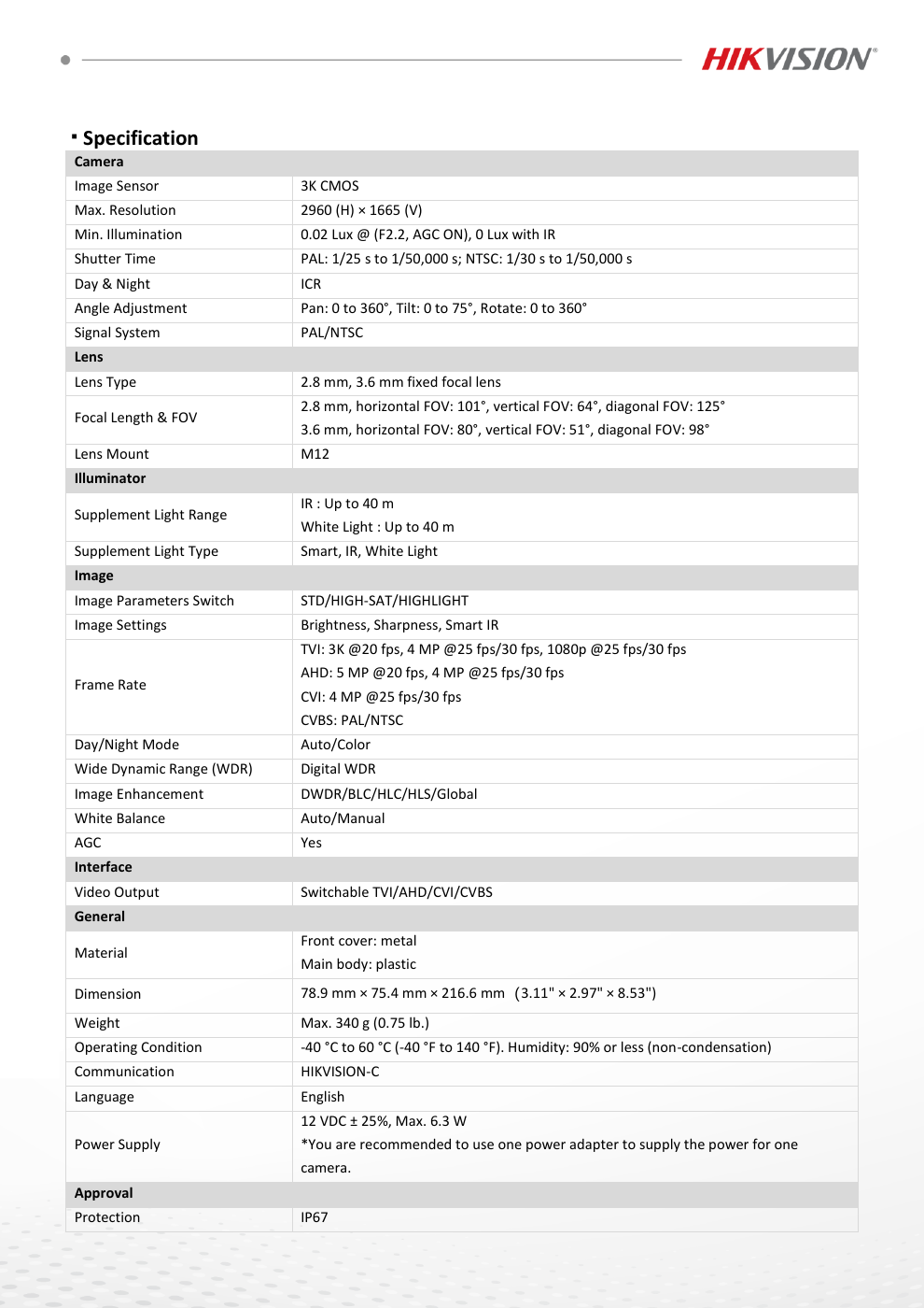 DS-2CE17K0T-EXLF Data Sheet หน้า 2