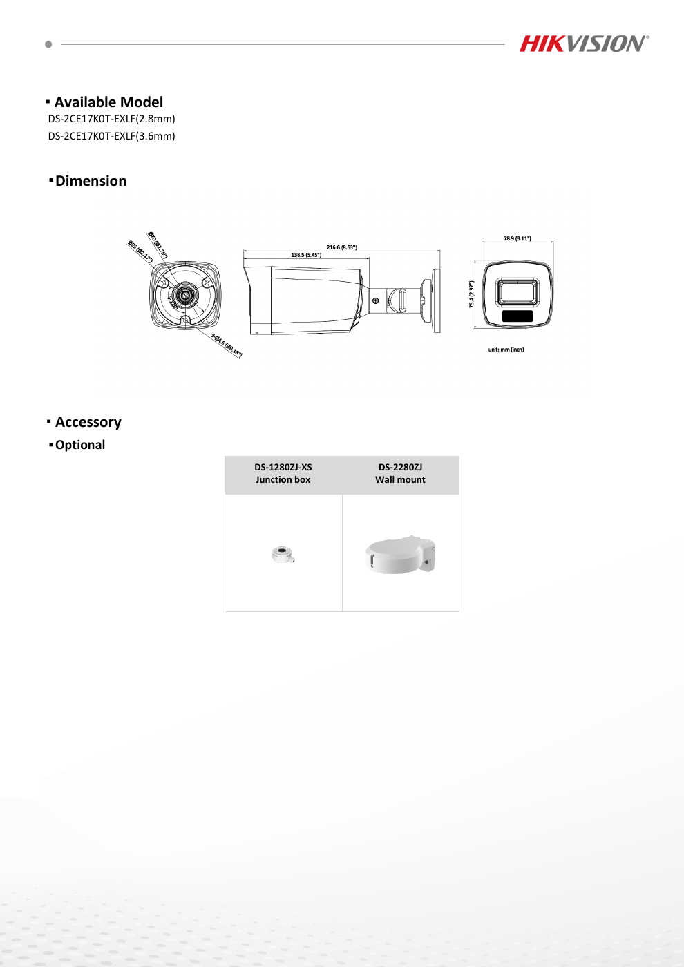 DS-2CE17K0T-EXLF Data Sheet หน้า 3