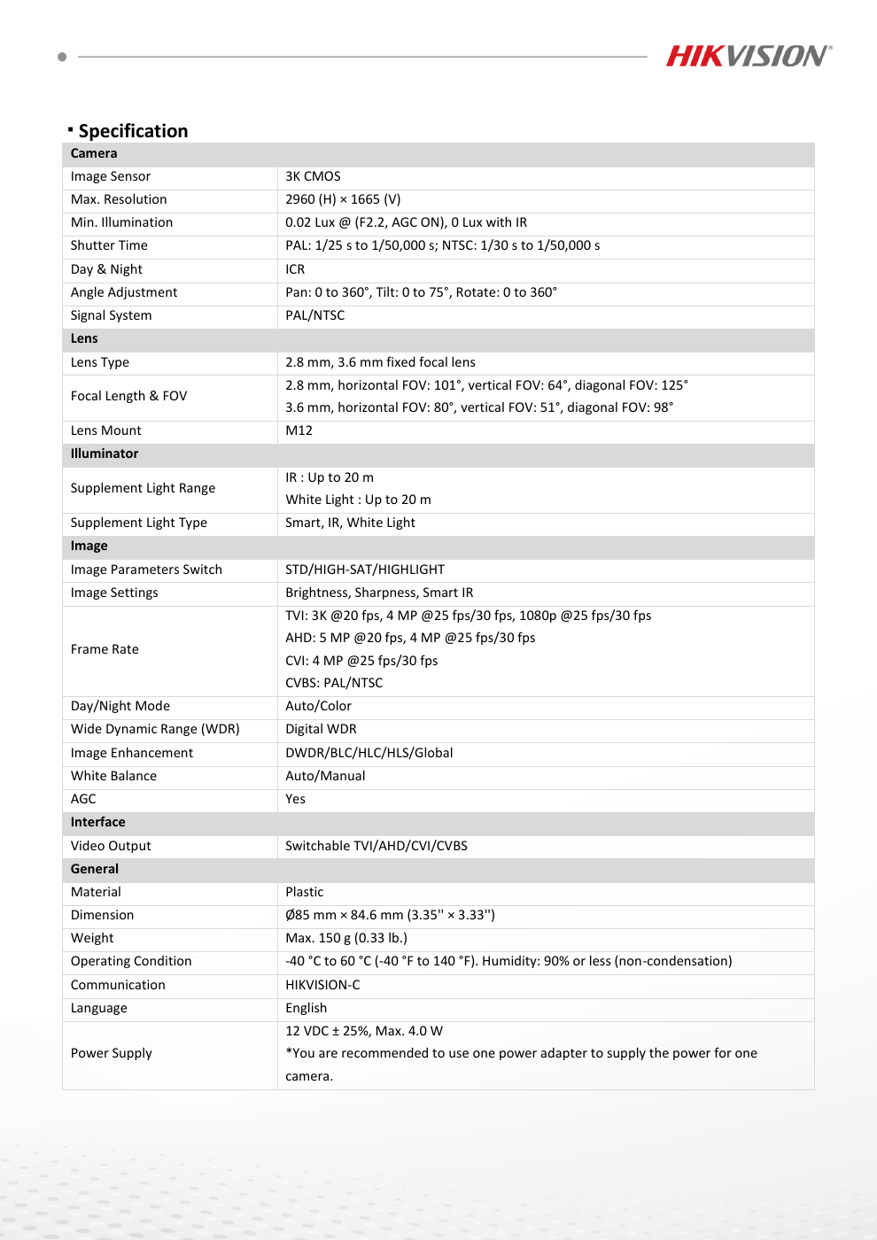 DS-2CE76K0T-EXLPF Data Sheet page 2
