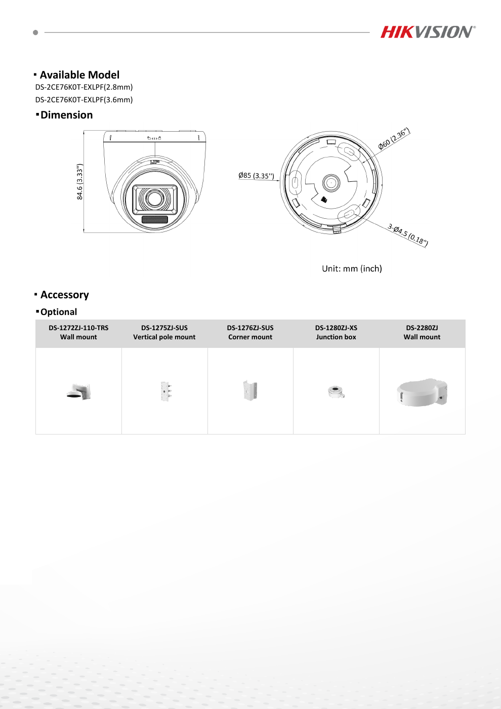 DS-2CE76K0T-EXLPF Data Sheet page 3