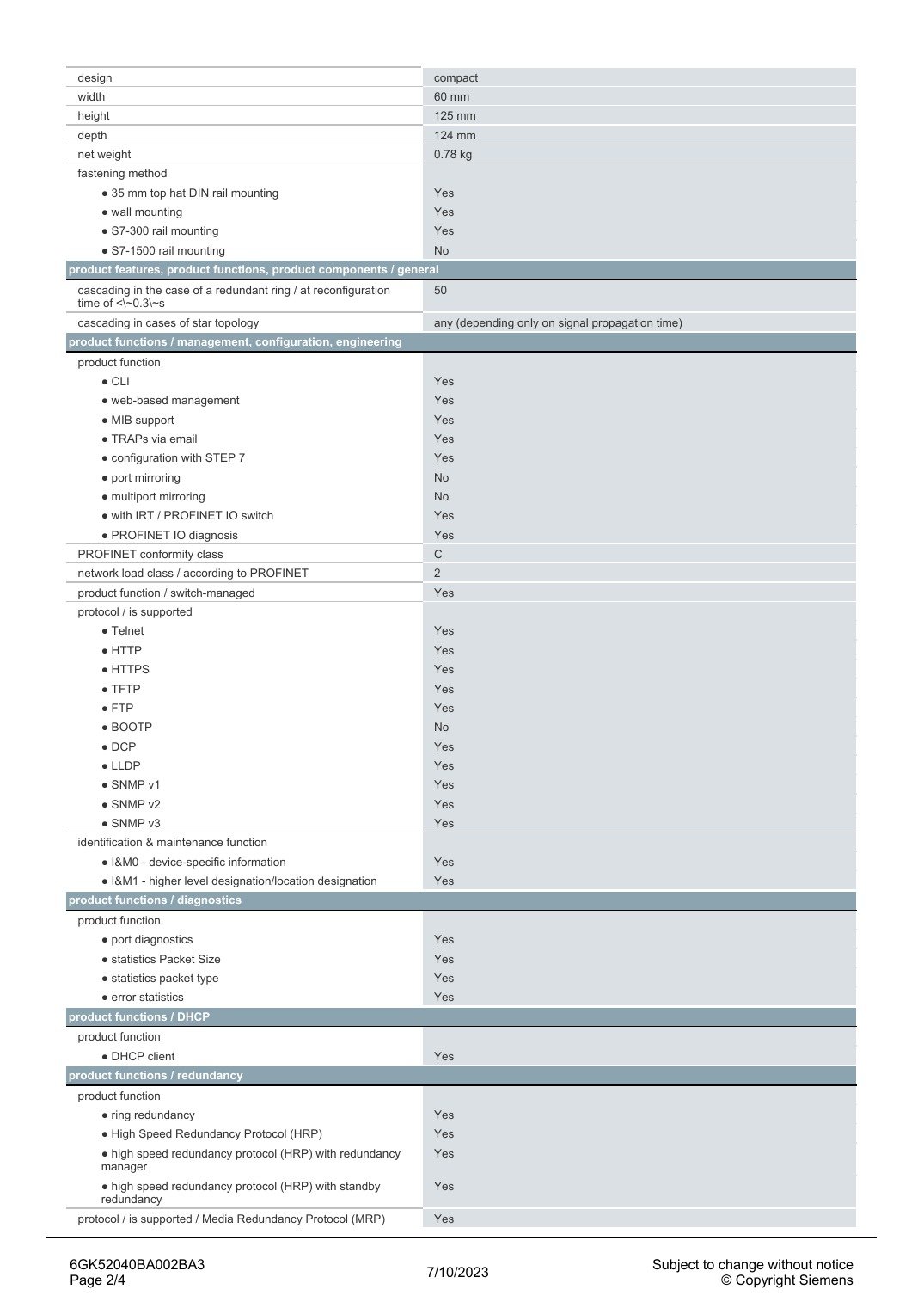 SIEMENS 6GK5204-0BA00-2BA3 Data Sheet หน้า 2