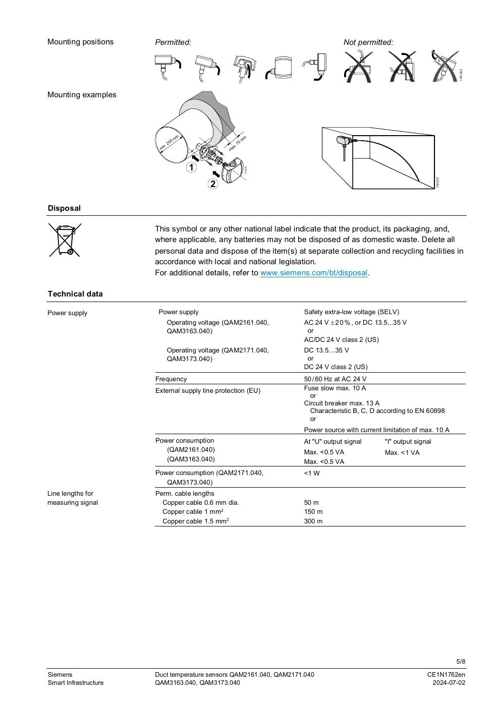 SIEMENS QAM2161.040 Data Sheet หน้า 5