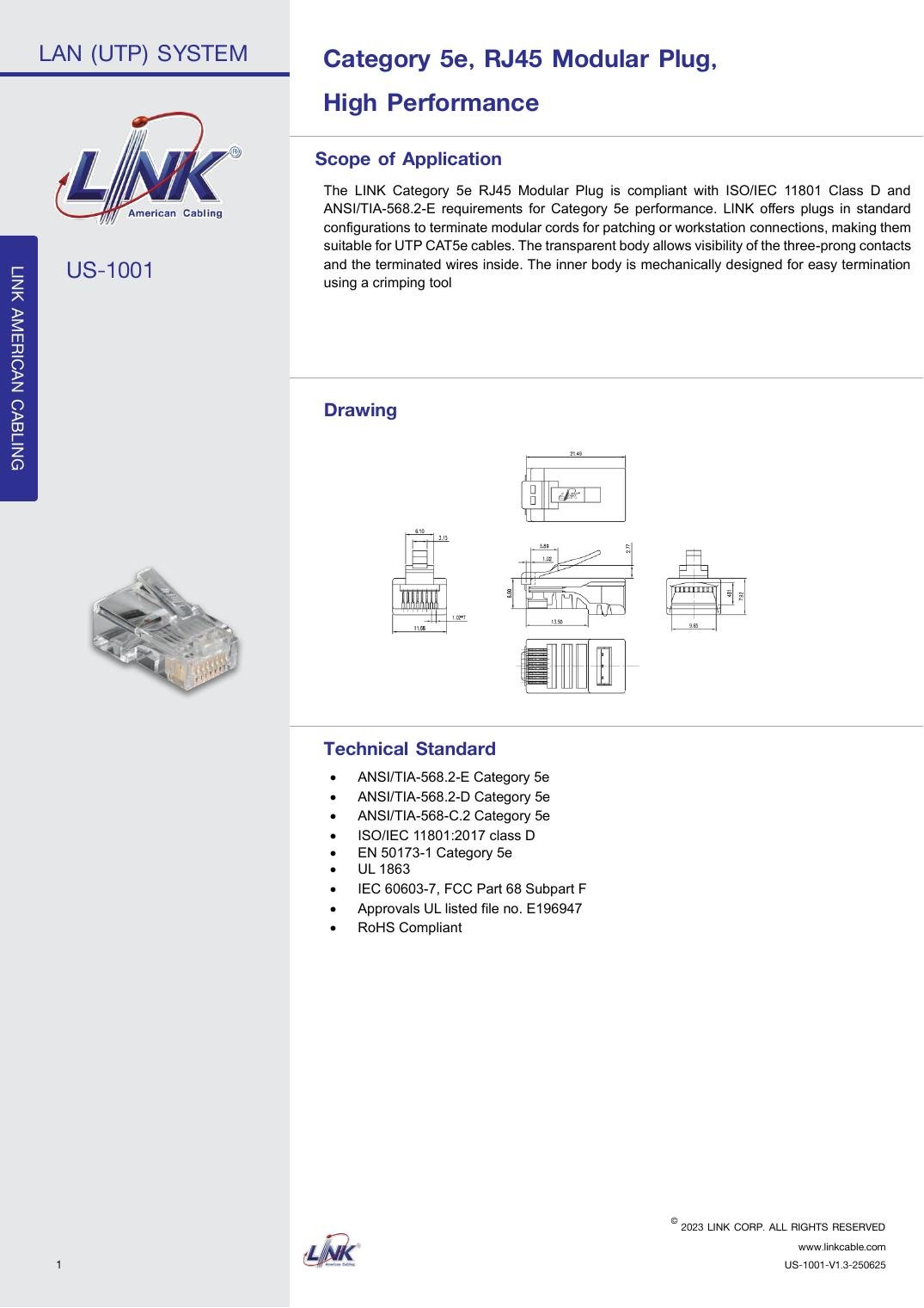 US-1001 Data Sheet หน้า 1