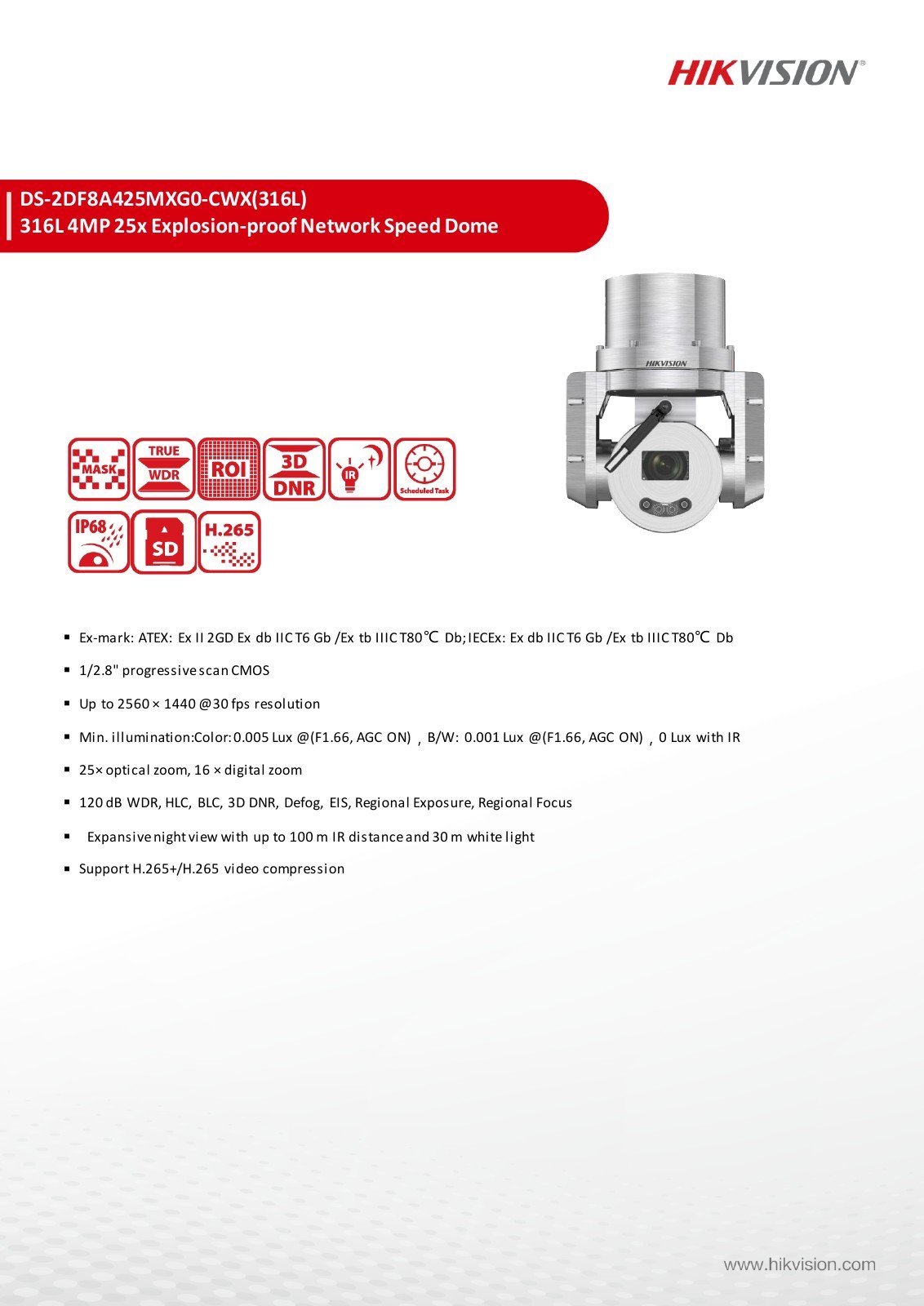 DS-2DF8A425MXG0-CWX(316L) Data Sheet หน้า 1