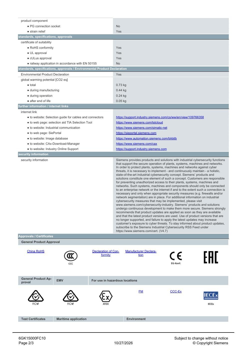 SIEMENS 6GK1500-0FC10 Data Sheet หน้า 2