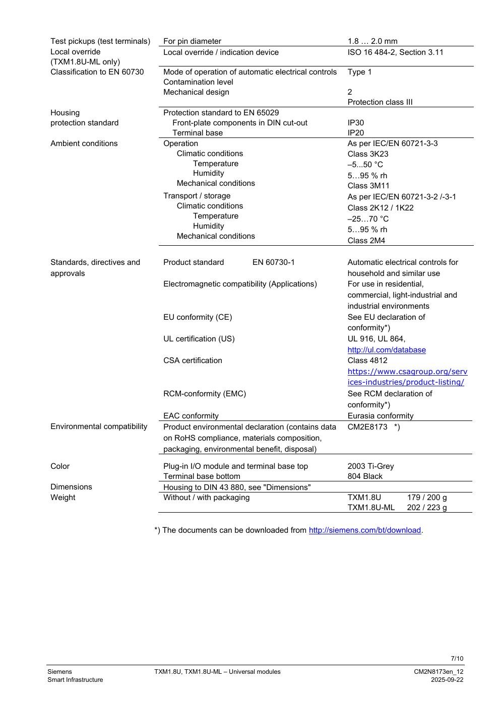 SIEMENS TXM1.8U Data Sheet หน้า 7