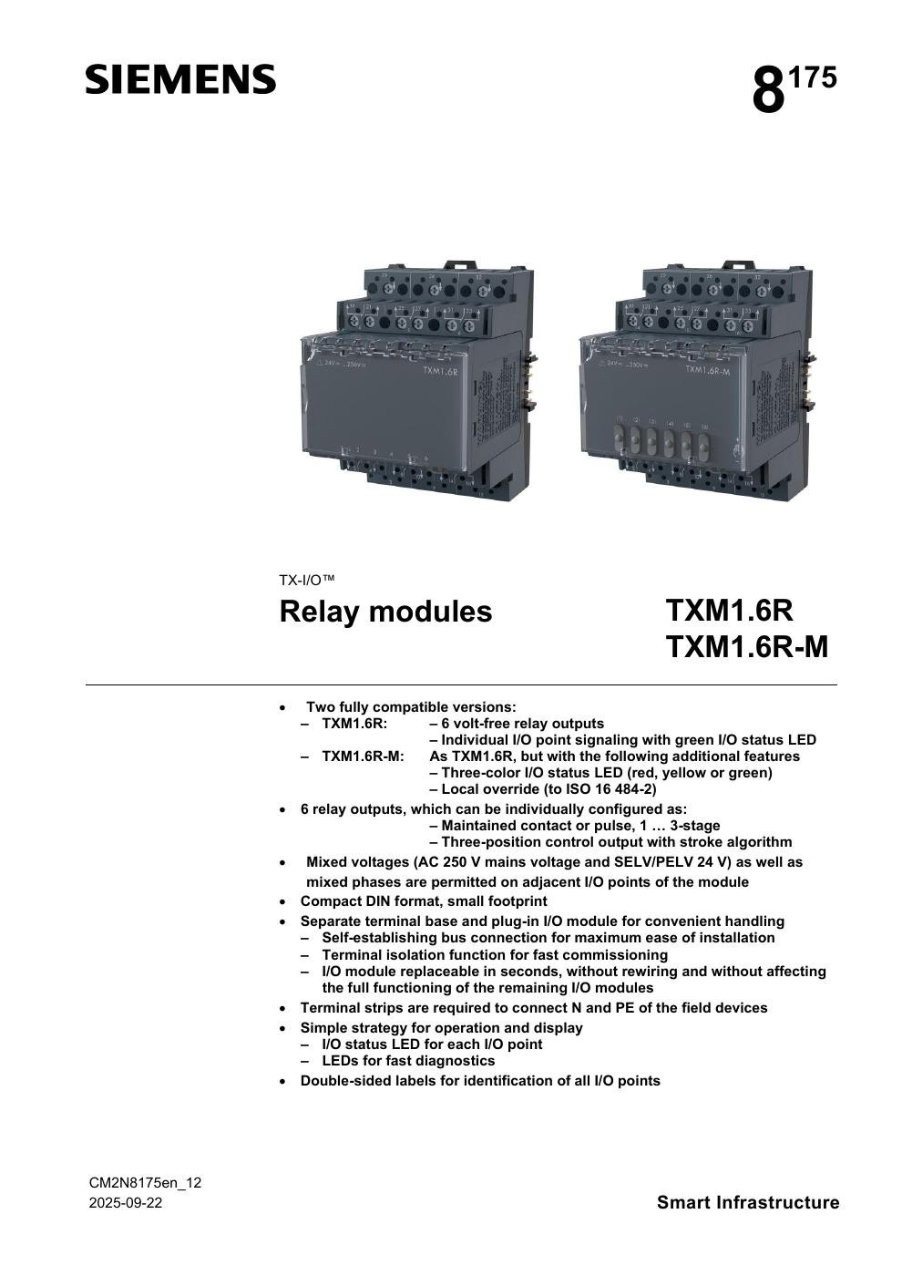 SIEMENS TXM1.6R Data Sheet หน้า 1