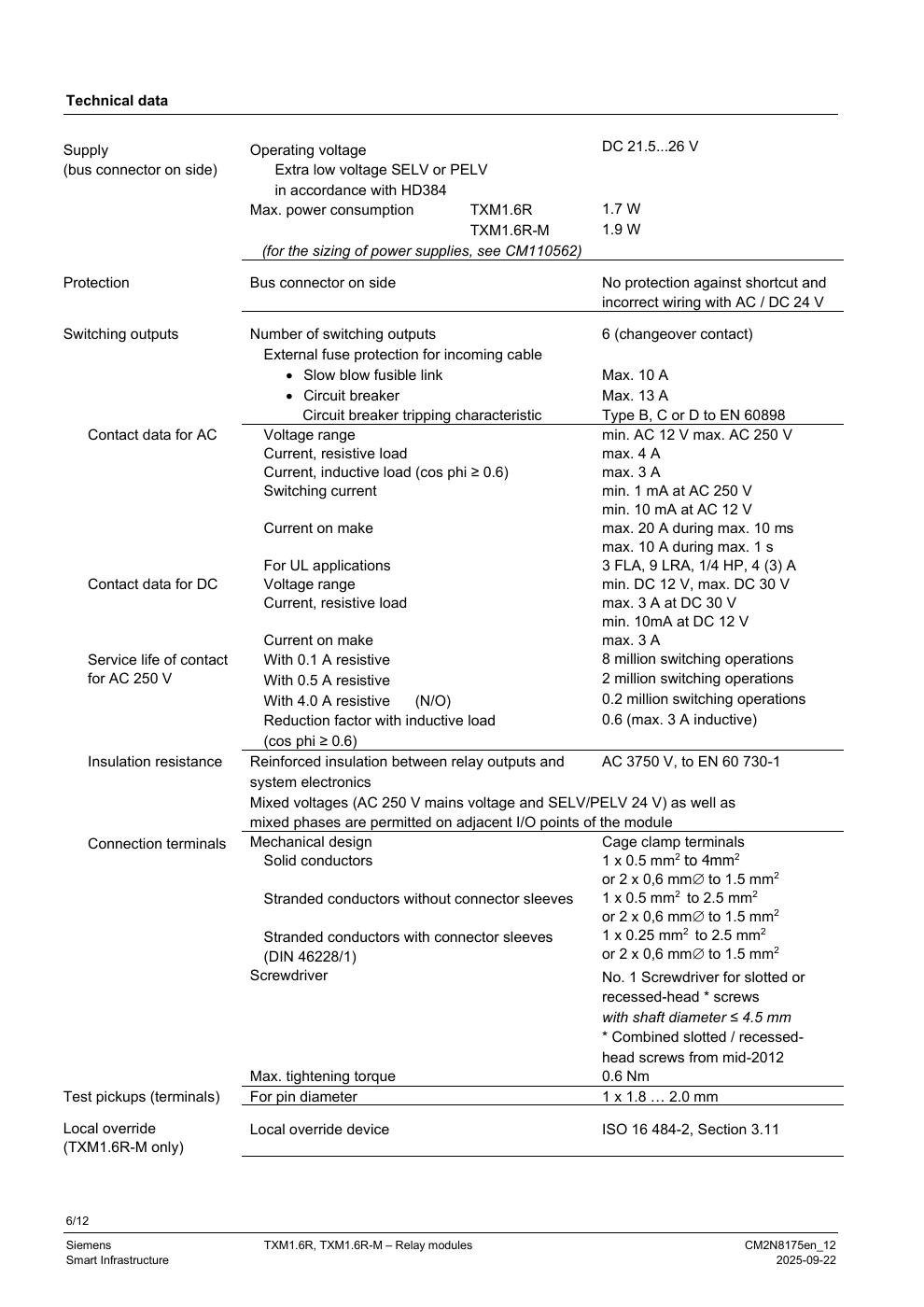 SIEMENS TXM1.6R Data Sheet หน้า 6