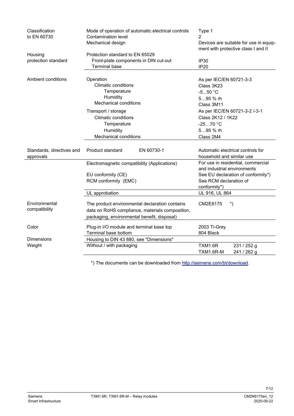 SIEMENS TXM1.6R Data Sheet หน้า 7