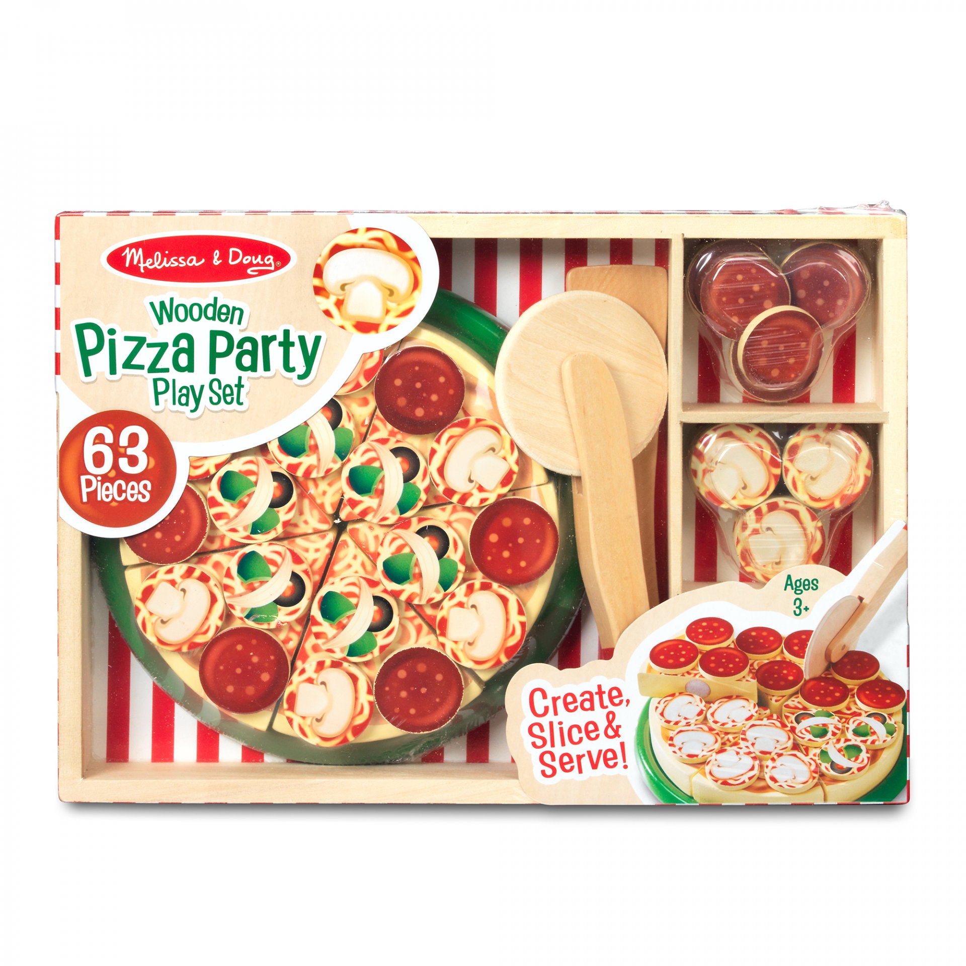[36ชิ้น] รุ่น 167 ชุดพิซซ่าพร้อมถาดไม้ Melissa & Doug Pizza Party - Wooden Play Food