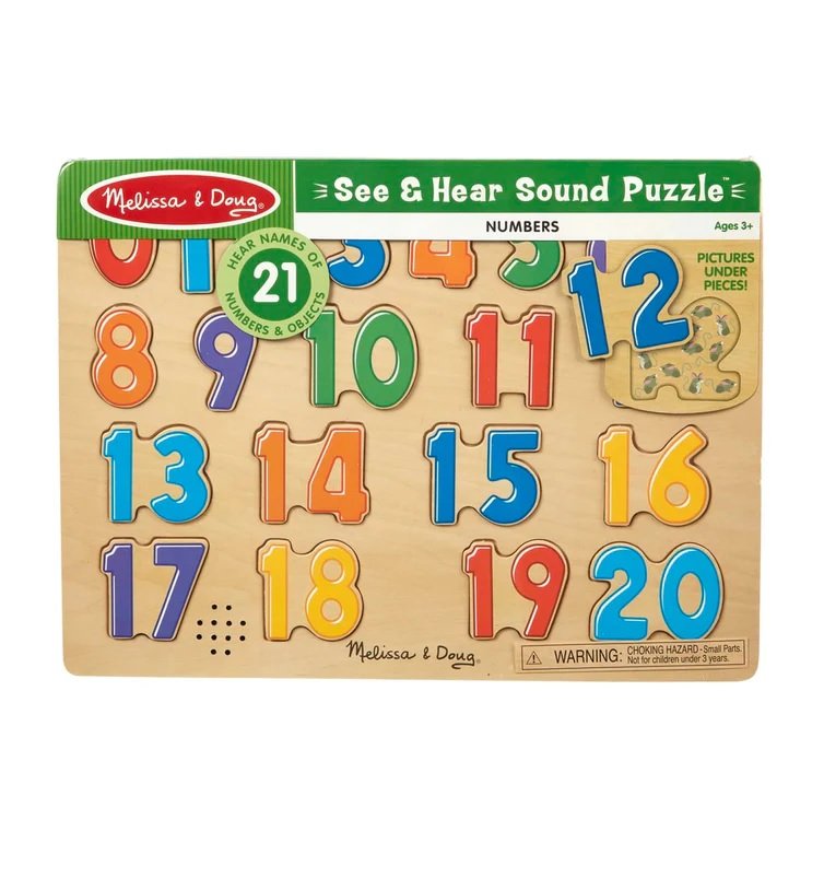 [มีเสียง] รุ่น 0339 พัซเซิลรุ่นตัวเลข 0-20 มีเสียง Melissa & Doug Numbers Sound Puzzle