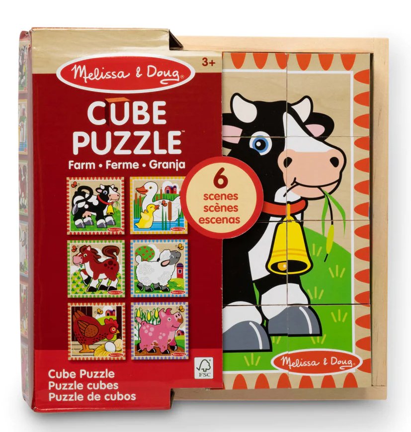 [พัซเซิลลูกบาศก์] รุ่น 775 ชุดพัซเซิลลูกบาศก์ รุ่นฟาร์ม Melissa & Doug Cube Puzzle Farm