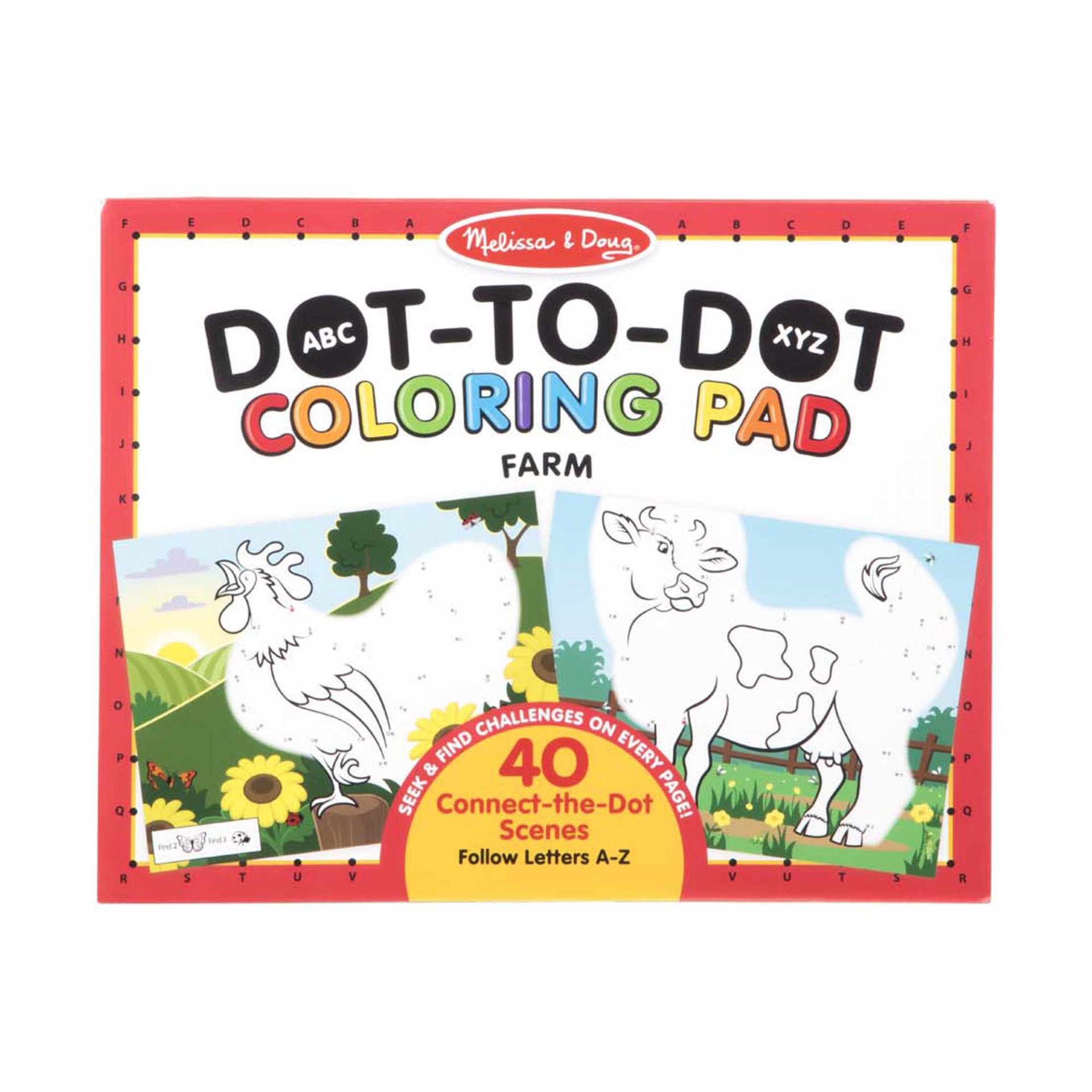 [40แผ่นต่อจุด] รุ่น 30260 ชุดสมุดระบายสีจัมโบ้ ต่อจุด ABC  รุ่นฟาร์ม Melissa & Doug ABC Dot-to-Dot Coloring Pad - Farm