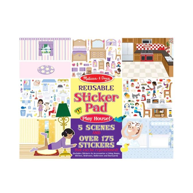 [175ชิ้นรียูส] รุ่น 4197 สติกเกอร์รียูสซาเบิลงรุ่นเล่นบ้าน Melissa & Doug Reusable Sticker Pad Play House