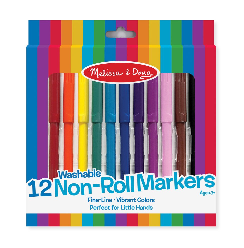 [12สี] รุ่น 4221 ปากกามาร์กเกอร์ สีแมจิก Melissa & Doug Non-toxic Washable Markers - Non-Roll 12 แท่ง  รีวิวดีใน Amazon USA non-toxic washable ล้างออกได้