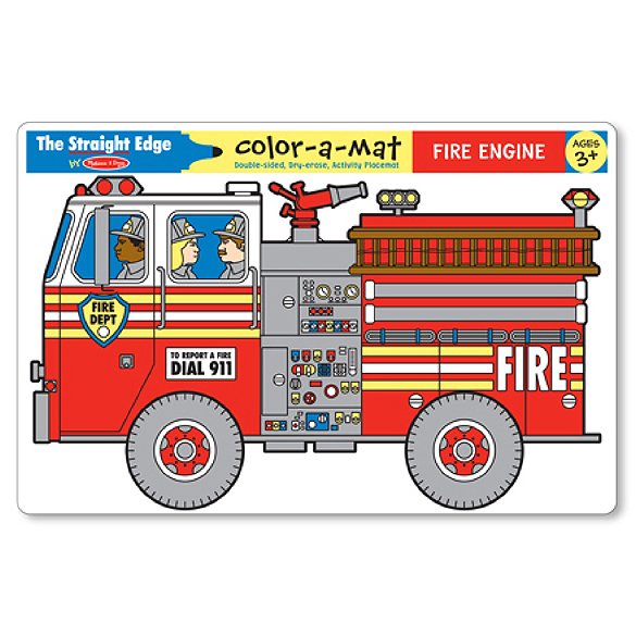 [1แผ่นรียูส] รุ่น 5026 แผ่นรองจานเขียนลบได้ รูปรถดับเพลิง Melissa & Doug รุ Write-A-Mat Learning Mat - Fire Engine