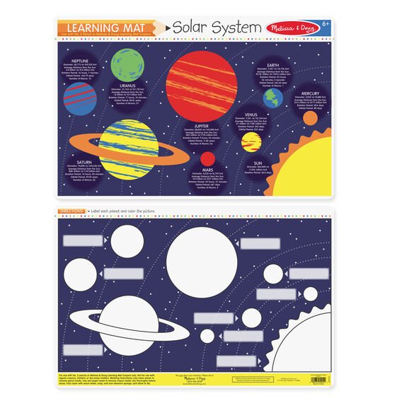 Melissa & Doug รุ่น 5039 Write-A-Mat Learning Mat -planets of solar system แผ่นรองจานเขียนลบได้รูปดาวเคราะห์ ส่งเสริมการเรียนรู