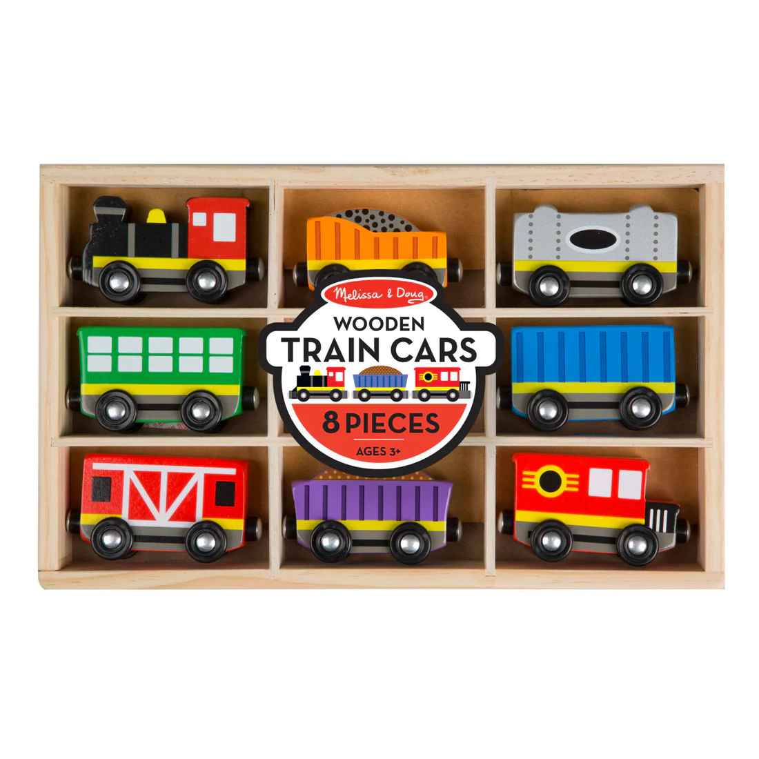 [8ชิ้น] รุ่น 5186 ชุดรถไฟ รถของเล่น Melissa & Doug Wooden Train Cars