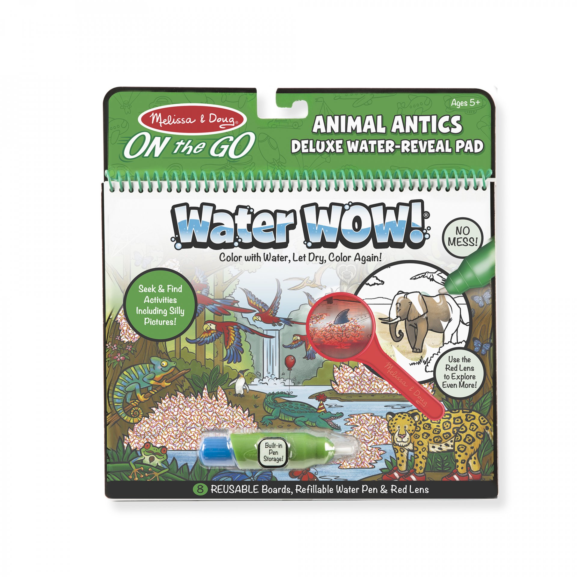 [ระบายน้ำ+รียูส] รุ่น 9463 ระบายสีด้วยน้ำสัตว์ รุ่นดีลักซ์ พร้อมแว่นหาภาพที่ซ่อนอยู่ Water Wow! Animal Antics Deluxe Water-Reveal Pad