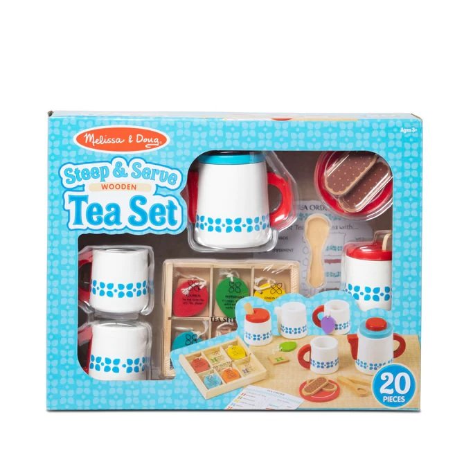 [20ชิ้นไม้] รุ่น 9843 ชุดชงชาของเล่น ชาหลายกลิ่น เหมือนจริงMelissa & Doug Wooden Tea Set