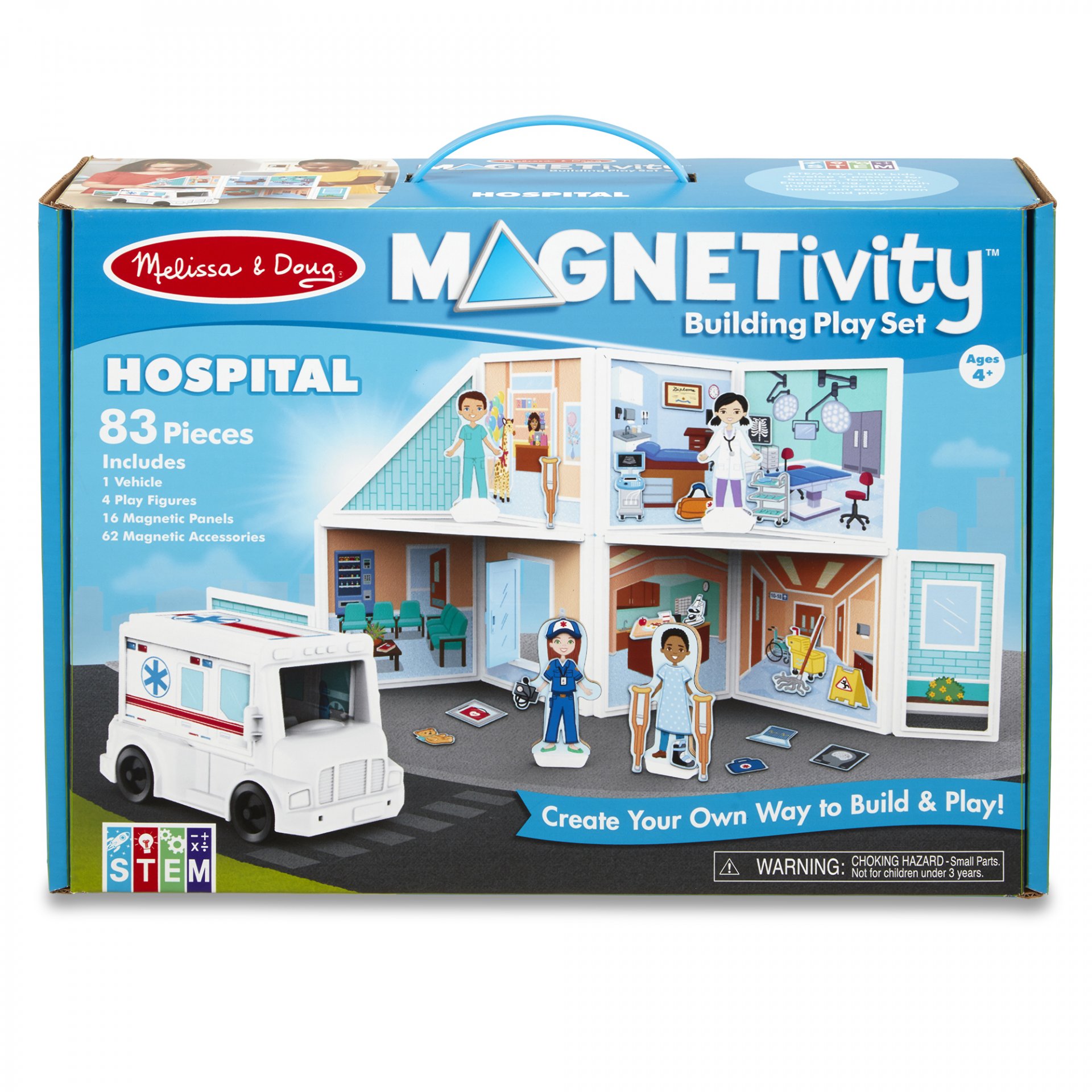 [แม่เหล็ก83ชิ้น] รุ่น 30655 ตัวต่อแม่เหล็ก 3D รุ่นโรงพยาบาล Melissa & Doug Magnetivity Hospital