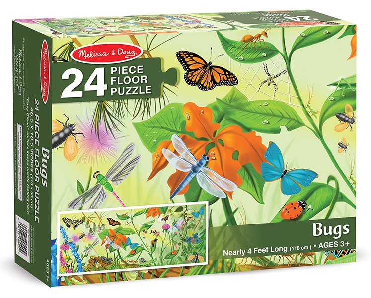 Melissa & Doug รุ่น 420 Floor Puzzle Bugs 24 pc ชุดจิ๊กซอกระดาษ 24 ชิ้น รุ่นแมลง ส่งเสริมการเรียนรู้สิ่งรอบตัว การคิดแก้ปัญหา และ การมีสมาธิ